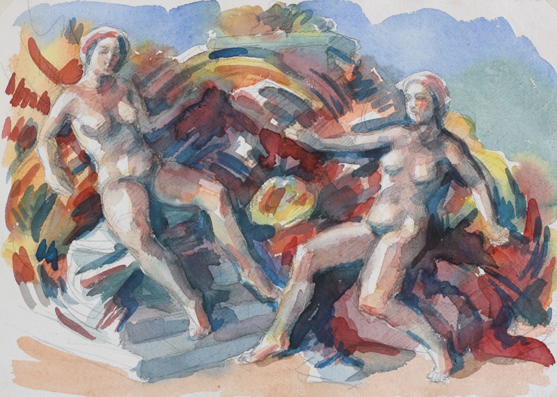 Maenads; watercolor, 30 x 42 cm, 2023