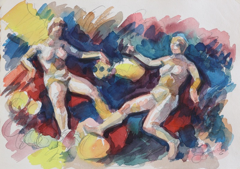 Maenads II; watercolor, 30 x 42 cm, 2023