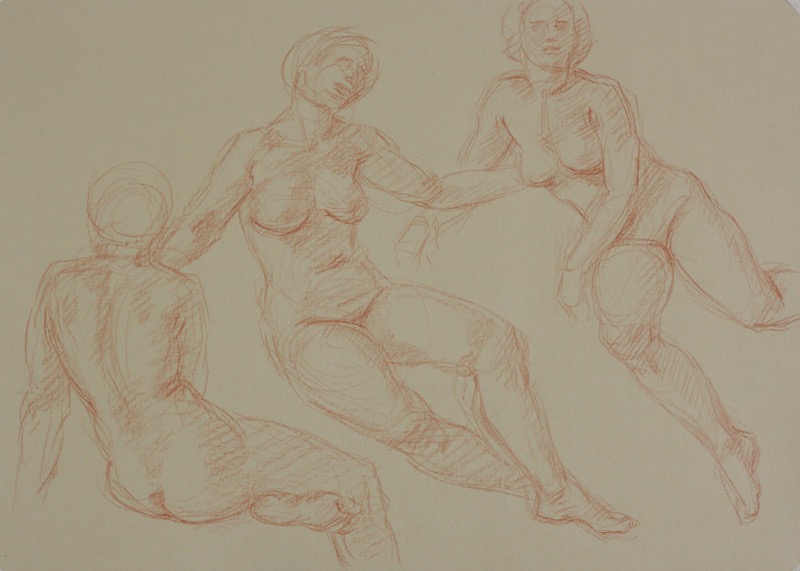 Artemis; red chalk on paper, 25 x 35 cm, 2023