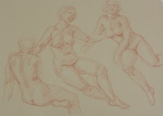 Artemis; red chalk on paper, 25 x 35 cm, 2023