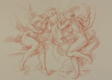 Melissa & Bradamante; chalk on paper, 50 x 70 cm, 2018