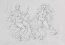 Maenads I; graphite on paper, 30 x 42 cm, 2023