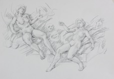 Maenads II; graphite on paper, 30 x 42 cm, 2023