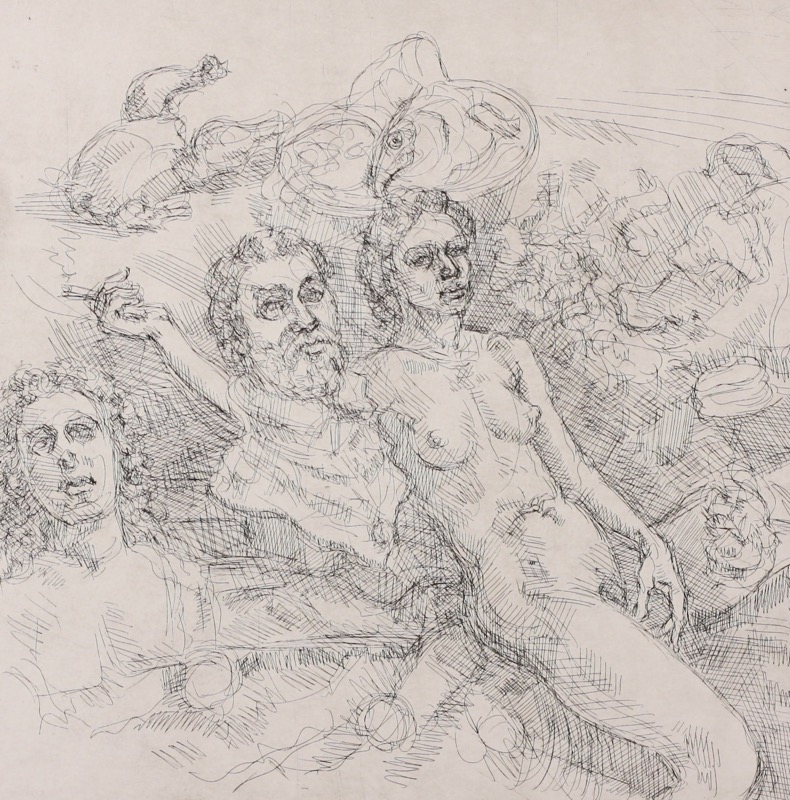 Minerva & Emperor Rudolf II; etching, 25 x 25 cm, 2014