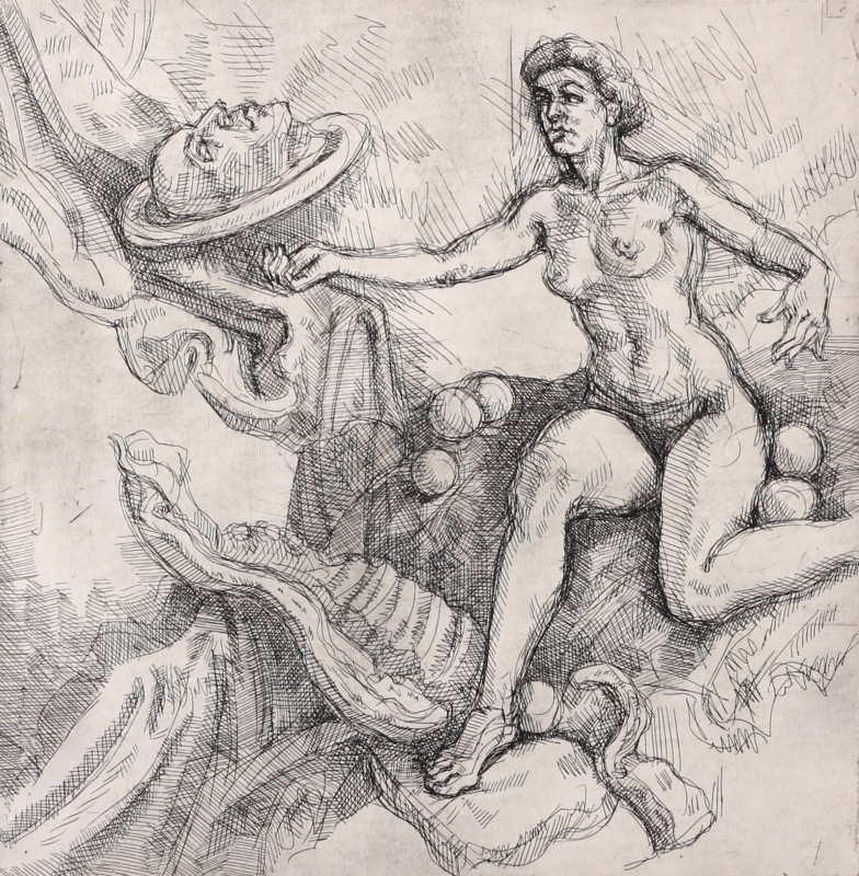 The Hospitality of the Wondrous Head; etching, 25 x 25 cm, 2014