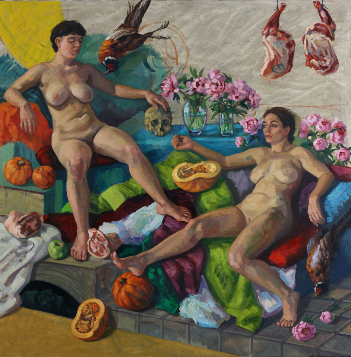 Maenads; oil on canvas, 200 x 200 cm, 2024