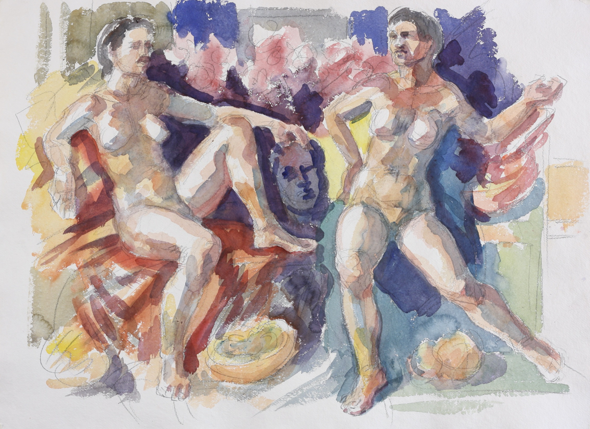 Alcina & Morgana; watercolor, 56 x 77 cm, 2024