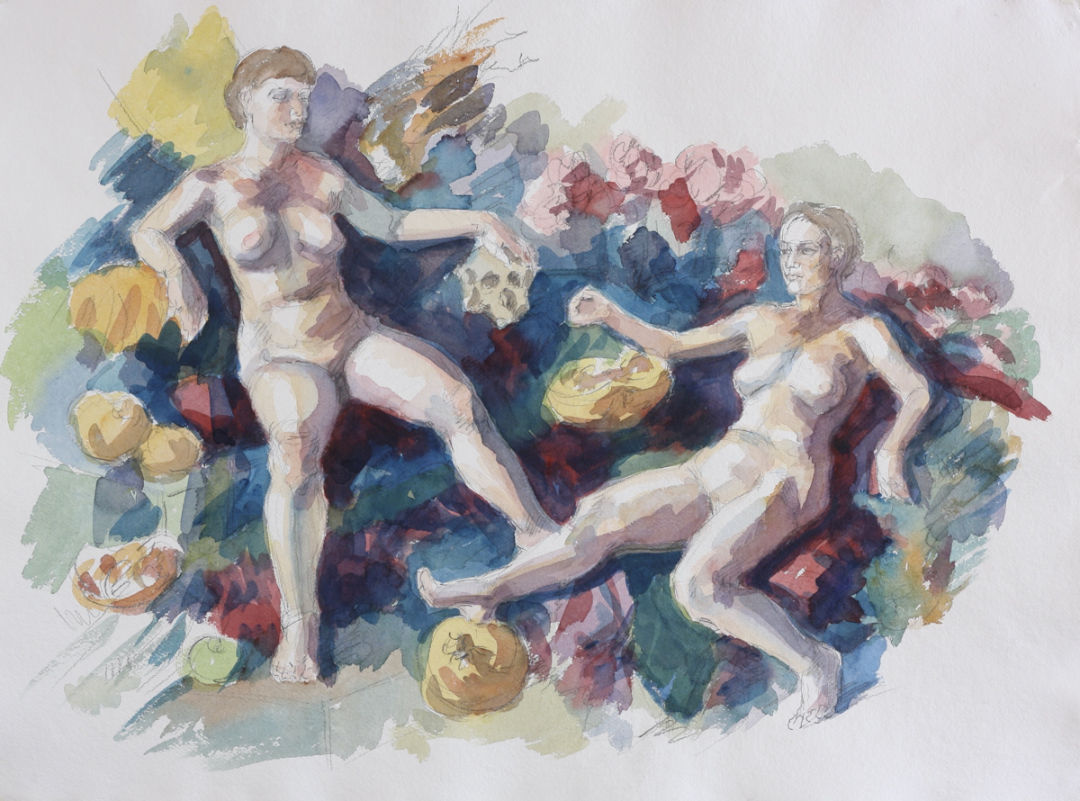 Maenads; watercolor, 56 x 77 cm, 2024