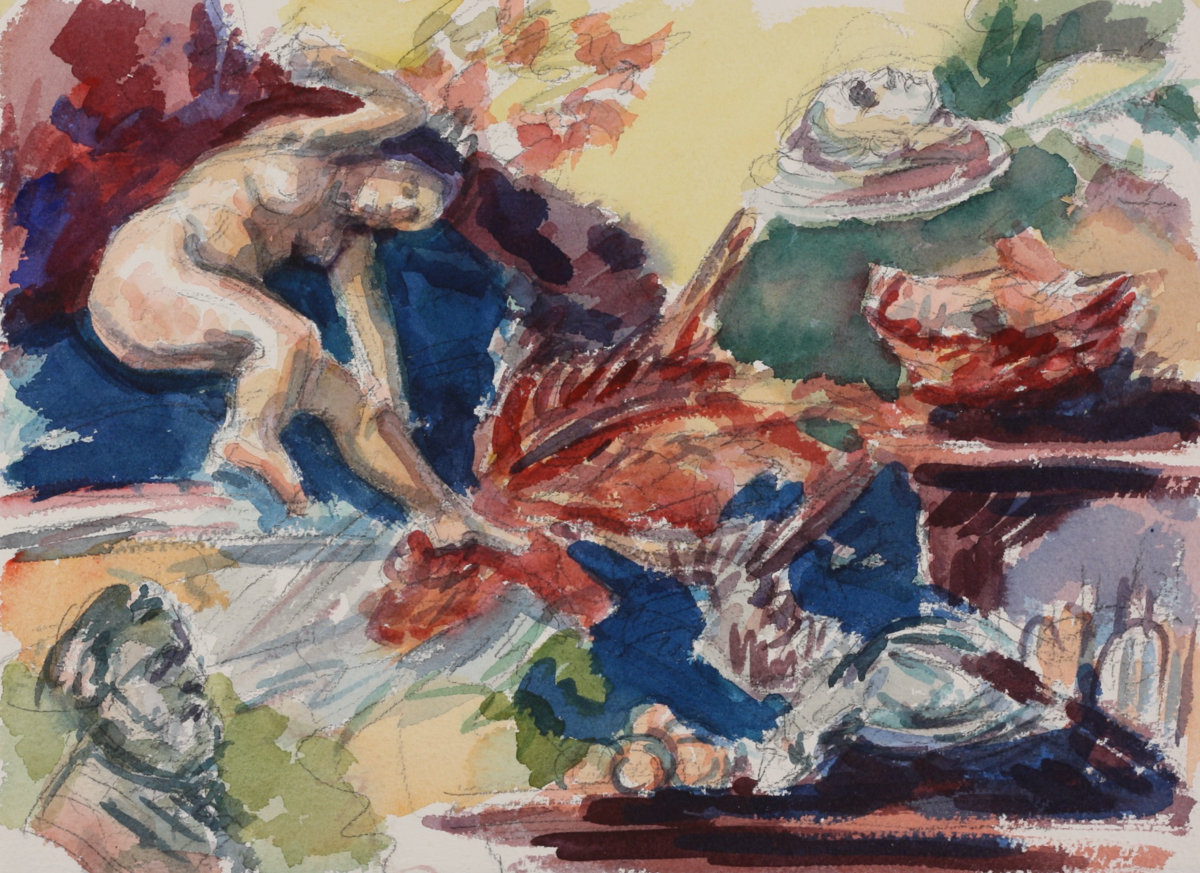 The Hospitality of the Wondrous Head: watercolor, 34 x 35 cm, 2011